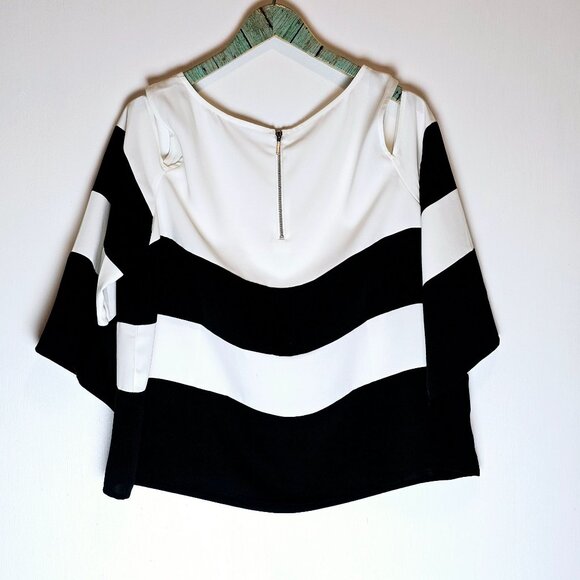 Chicos Women's Blocked Bold Stripe Cold-Shoulder 3/4 Long Sleeve Top, Sz 3 (XL) - Picture 5 of 8